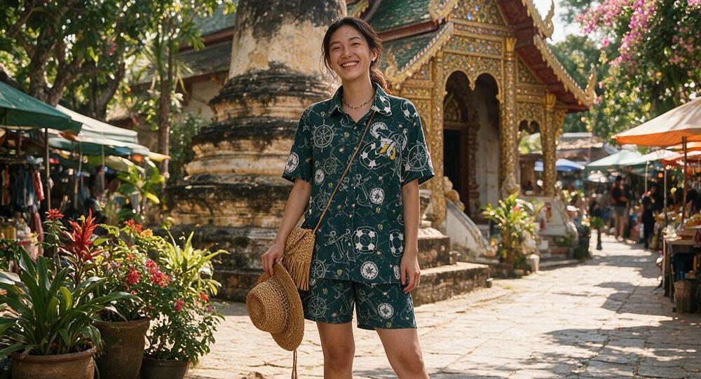 เซ็ตกางเกงช้างพร้อมเสื้อฮาวาย